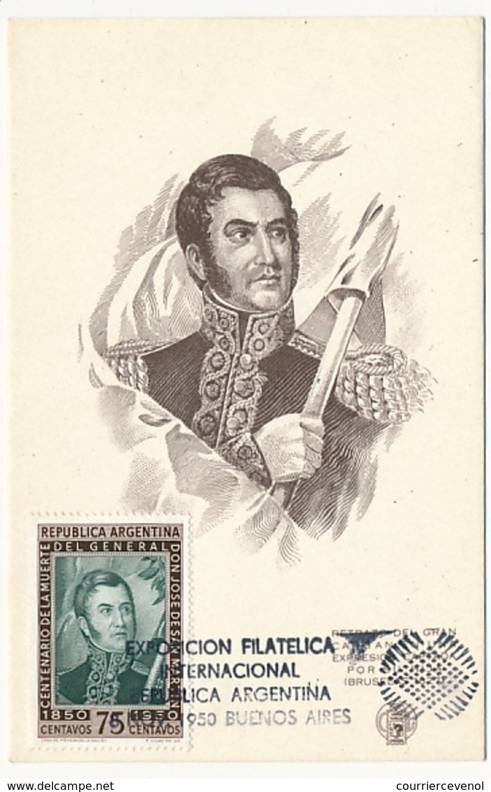 ARGENTINE - Carte Maximum - Don José De San Martin - 1950 - Cartas & Documentos