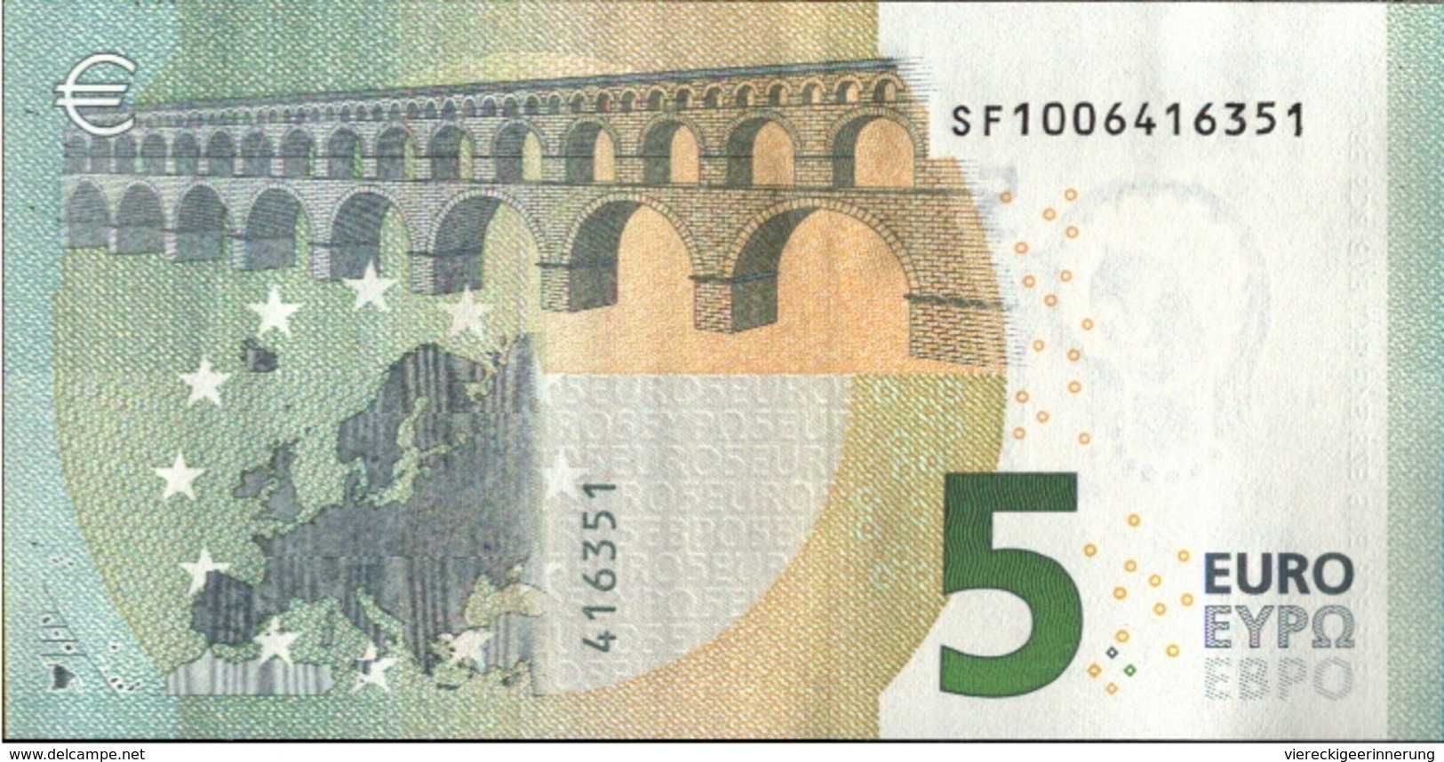 ! 5 Euro Unc., S001A1, SF1006416351 Currency, Banknote, Billet Mario Draghi, EZB, Europäische Zentralbank - 5 Euro