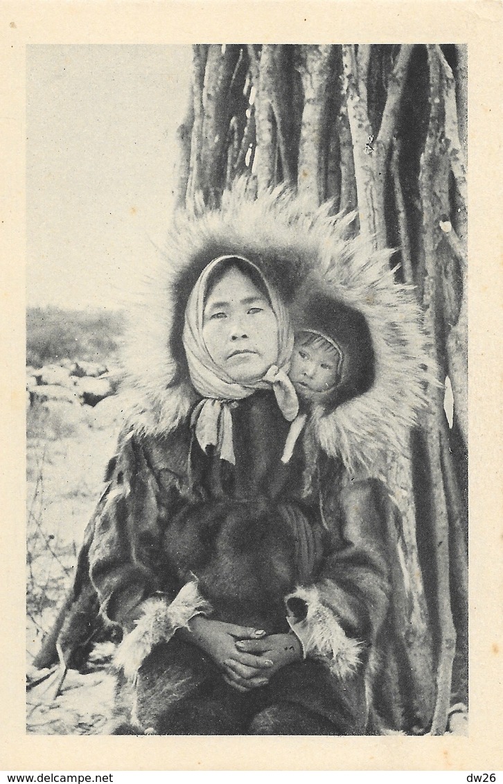 Aurore Boréale Cercle Arctique, Alaska - Femme Esquimau Avec Son Enfant - Imp. Réunis, Série 3, Carte Non Circulée - Amerika