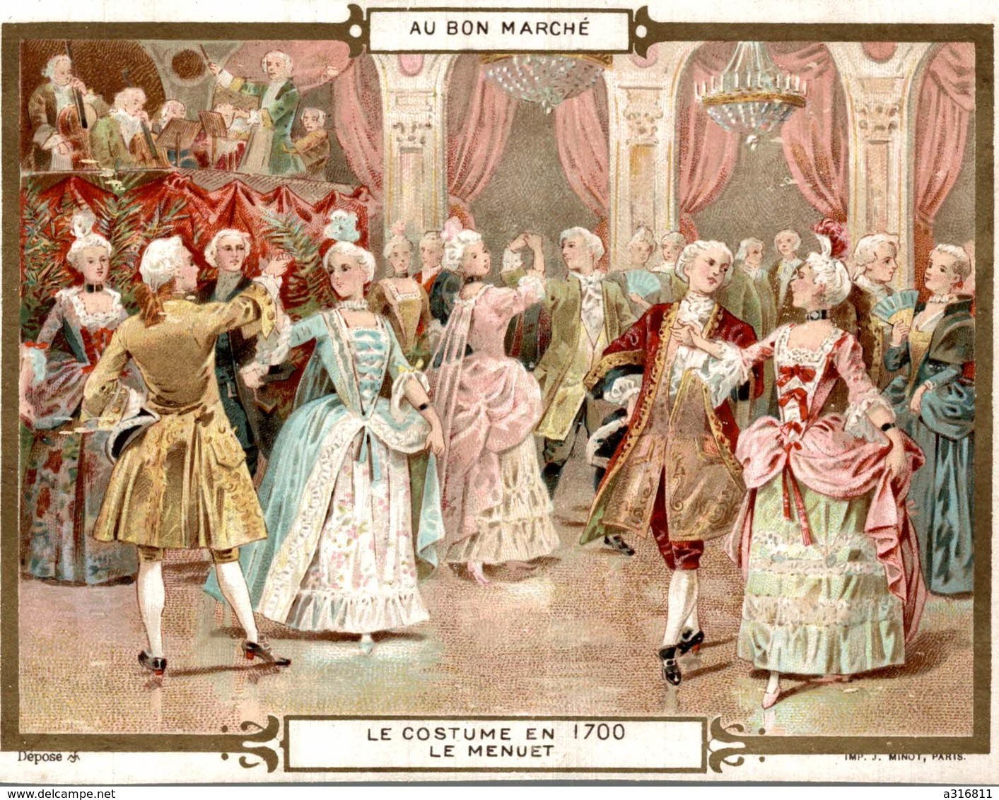 CHROMO  AU BON MARCHE  Le Costume En 1700 Le Menuet - Au Bon Marché