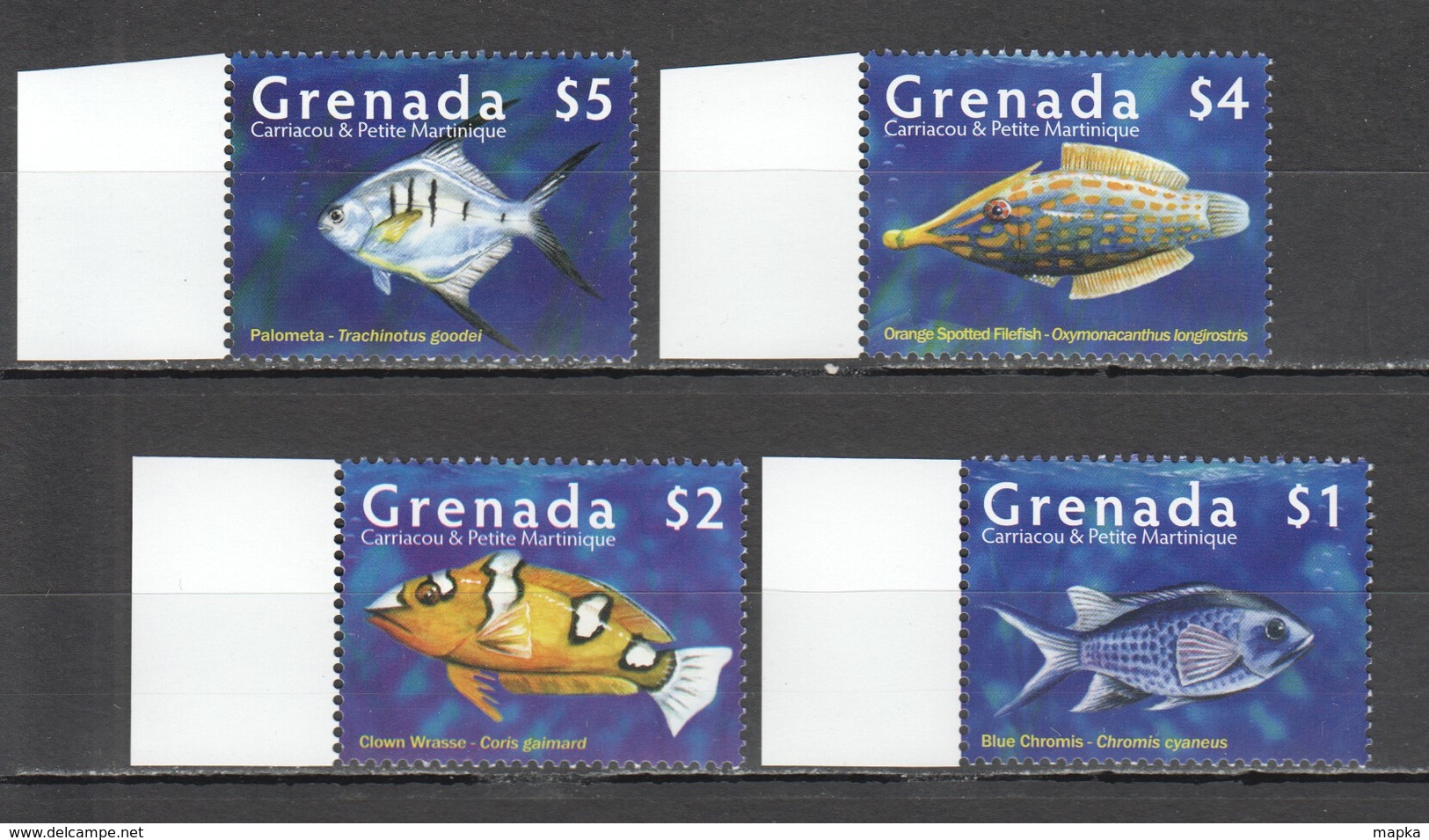 E596 GRENADA CARRIACOU FAUNA FISH & MARINE LIFE TROPICAL FISH 1SET MNH - Vie Marine