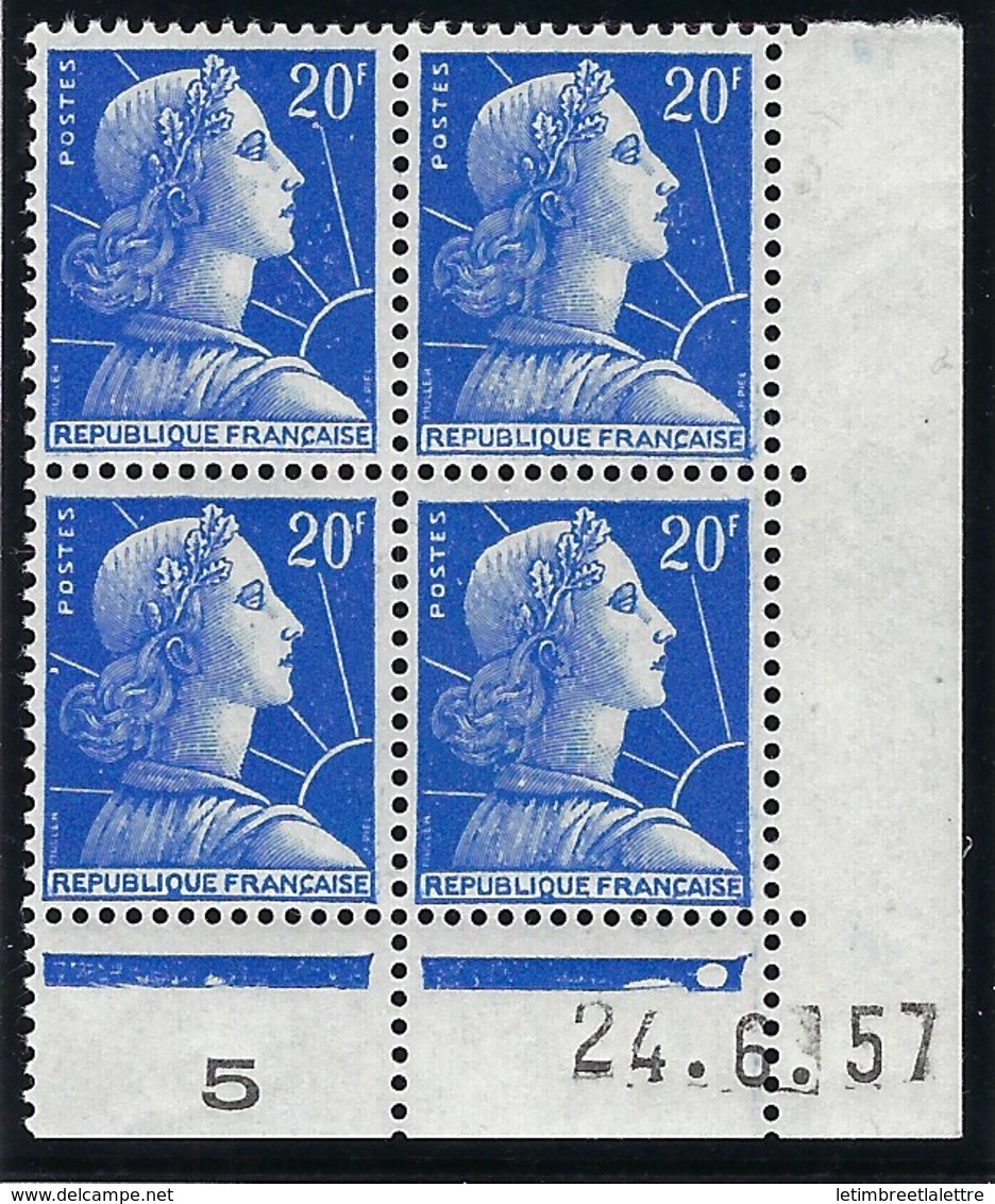 France - Thématique Marianne De Muller - N° 1011B ** - TTB - Coin Daté - Bloc De 4 - 1950-1959