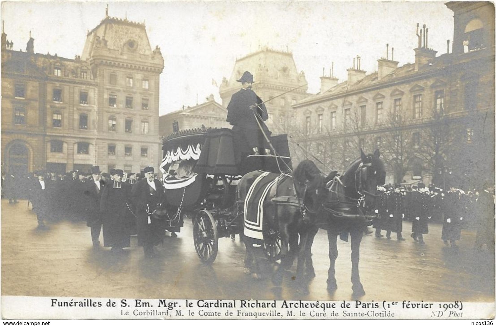 FUNERAILLES   DE S. EM. MGR  LE CARDINAL RICHARD  ARCHEVEQUE PARIS 01/02/1908 - Funérailles