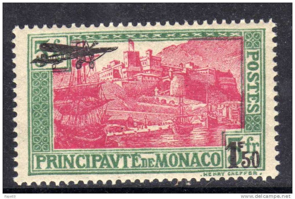 Monaco PA N° 1 X : 1 F. 50 Sur 5 F. Vert Et Rose-lilas (séché Sur Grille) Trace De Charnière Sinon TB - Poste Aérienne