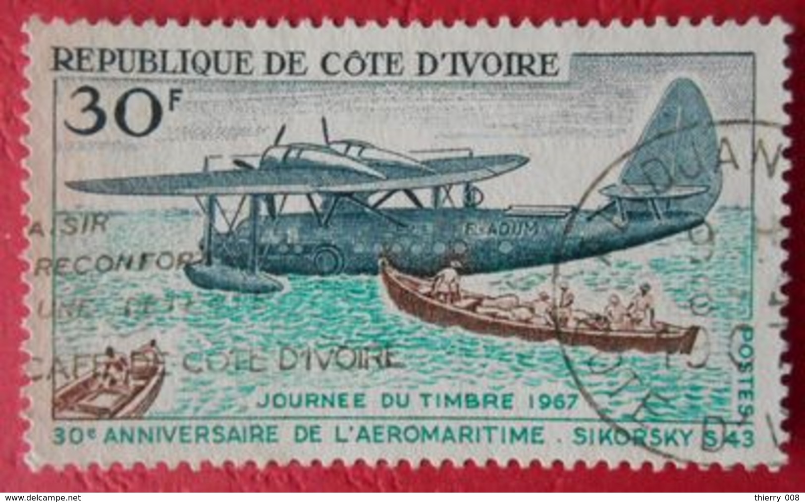 66 République De Côte D’Ivoire Journée Du Timbre 1967 Sikorsky - Airplanes