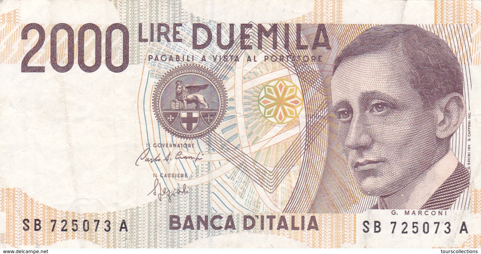 BILLET ITALIE 2000 LIRE G. Marconi Signature Ciampi & Speziali @ PICK 115 - 2000 Liras