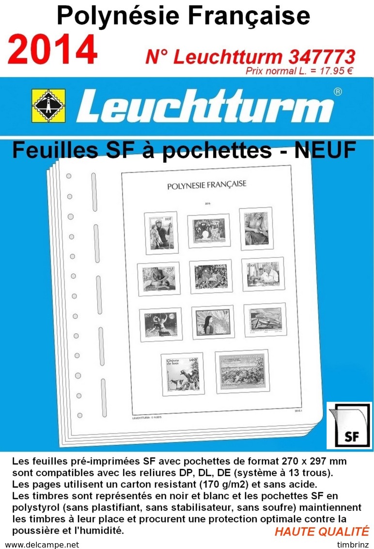 Feuilles Polynésie Française 2014 à Pochettes SF Leuchtturm 347773 - NEUF ..Réf.DIV20160 - Pré-Imprimés