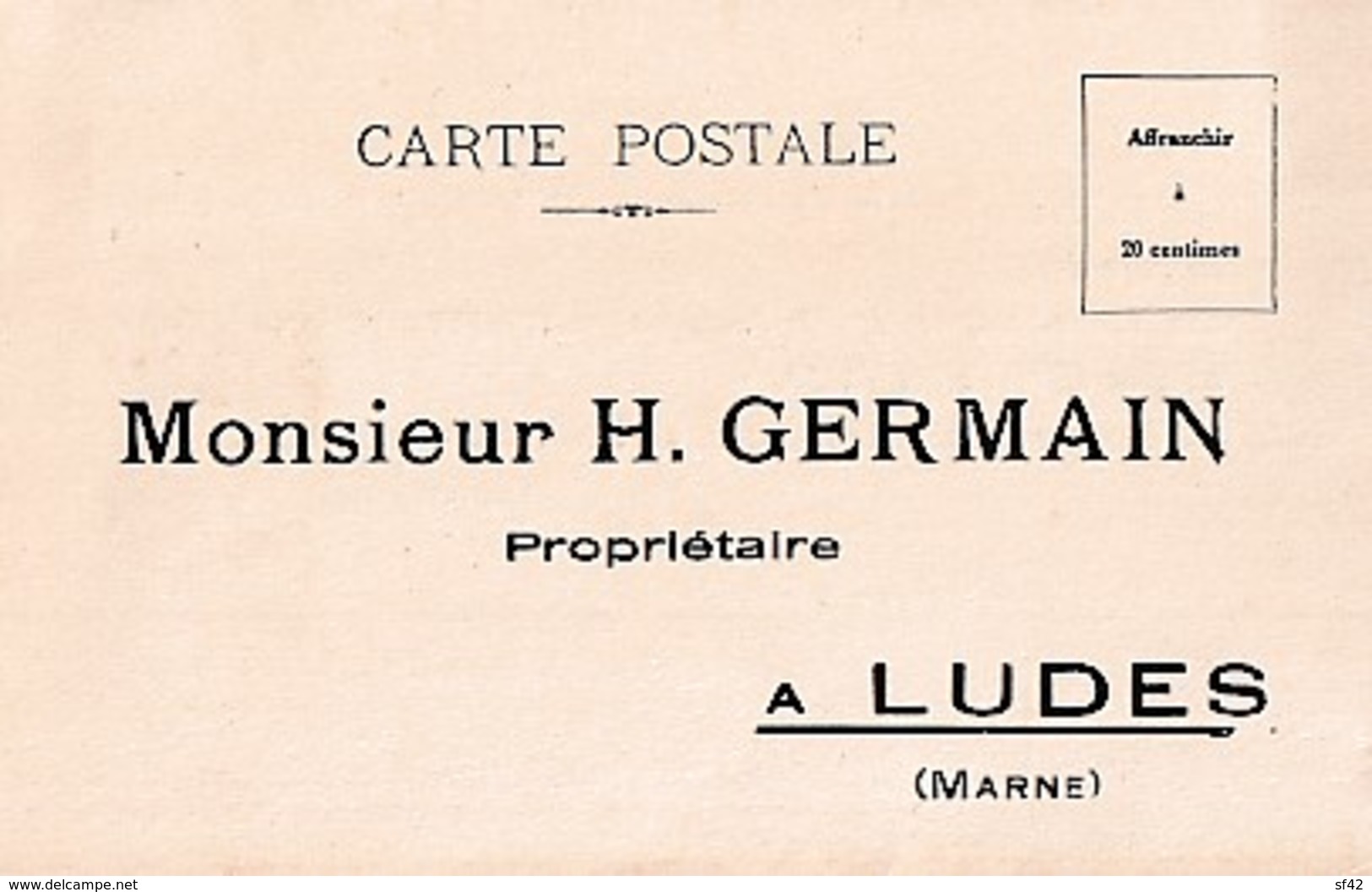 LUDES      MONSIEUR H GERMAIN PROPRIETAIRE          CARTE COMMERCIALE   THEME CHAMPAGNE - Autres & Non Classés