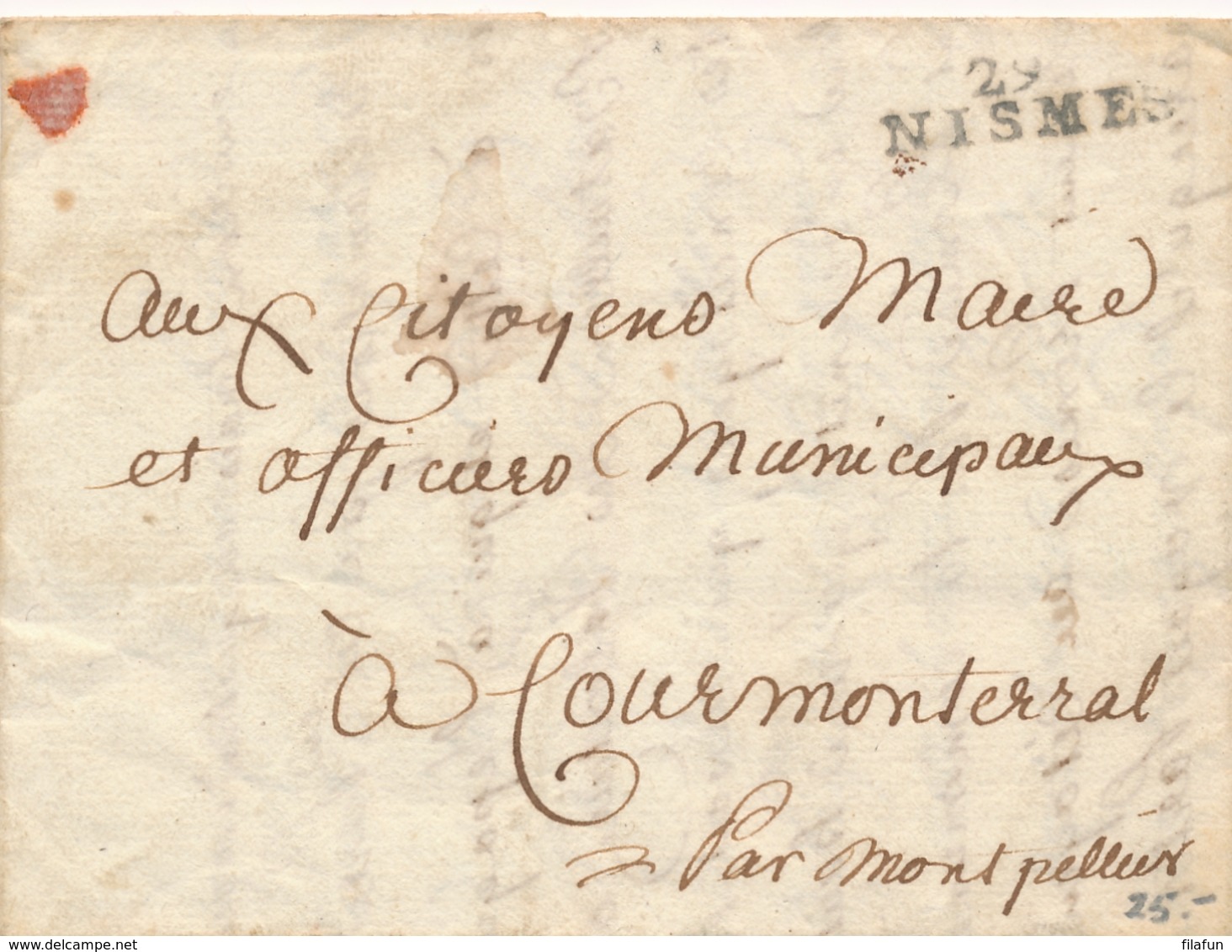 France - 29 NISMES - Marque Linéaire - Complete Folded Letter - 1701-1800: Vorläufer XVIII