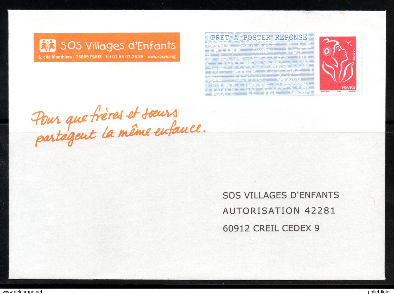PAP Réponse Type LAMOUCHE SOS Villages D'enfants N° Agrément 06P614 - Prêts-à-poster: Repiquages /Lamouche