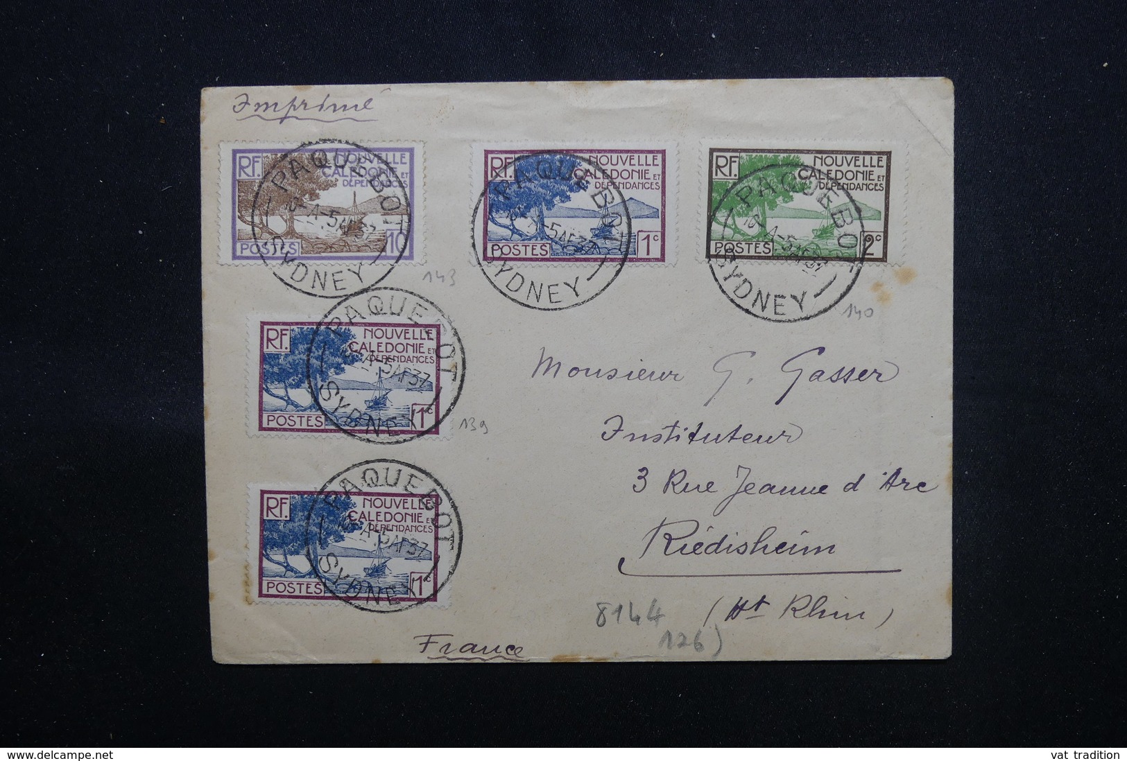 NOUVELLE CALÉDONIE - Oblitération " Paquebot Sydney " Sur Enveloppe Pour La France En  1937 - L 51593 - Lettres & Documents