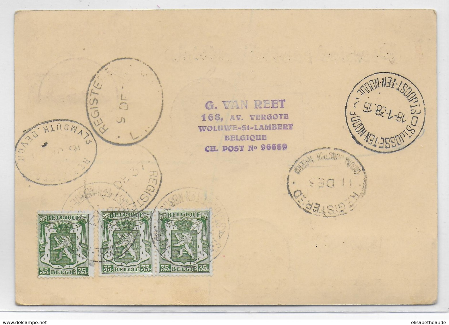 BELGIQUE - 1937 - CARTE 1° VOL AERIEN RECOMMANDEE De ST JOSSE-TEN-NOODE => KADUNA (NIGERIA) - Lettres & Documents
