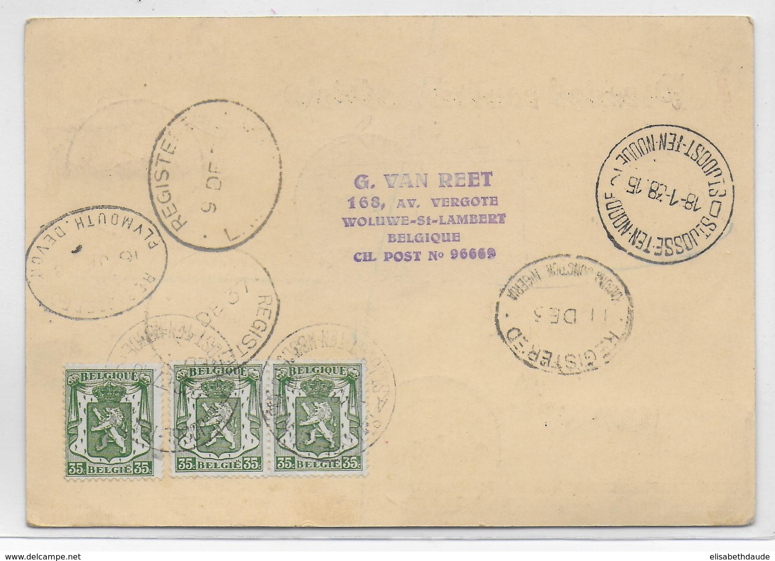 BELGIQUE - 1937 - CARTE 1° VOL AERIEN RECOMMANDEE De ST JOSSE-TEN-NOODE => KADUNA (NIGERIA) - Briefe U. Dokumente