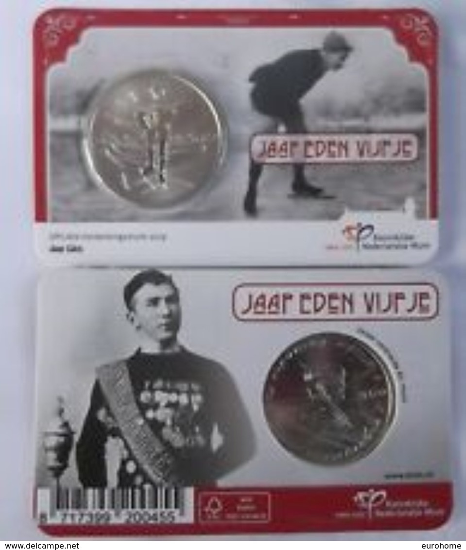 Nederland 2019     5 Euro  "JAAP EDEN Vijfje "  Schaatssportlegende  Deze Munt Bevind Zich In Een Mooie Coincard !! - Pays-Bas