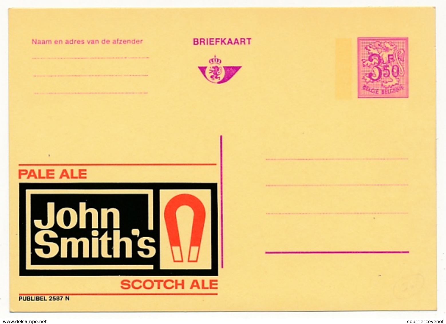 BELGIQUE => Carte Postale - 3,50F Avec Publicité "John Smith's"  - Publibel N°2587N - Publibels