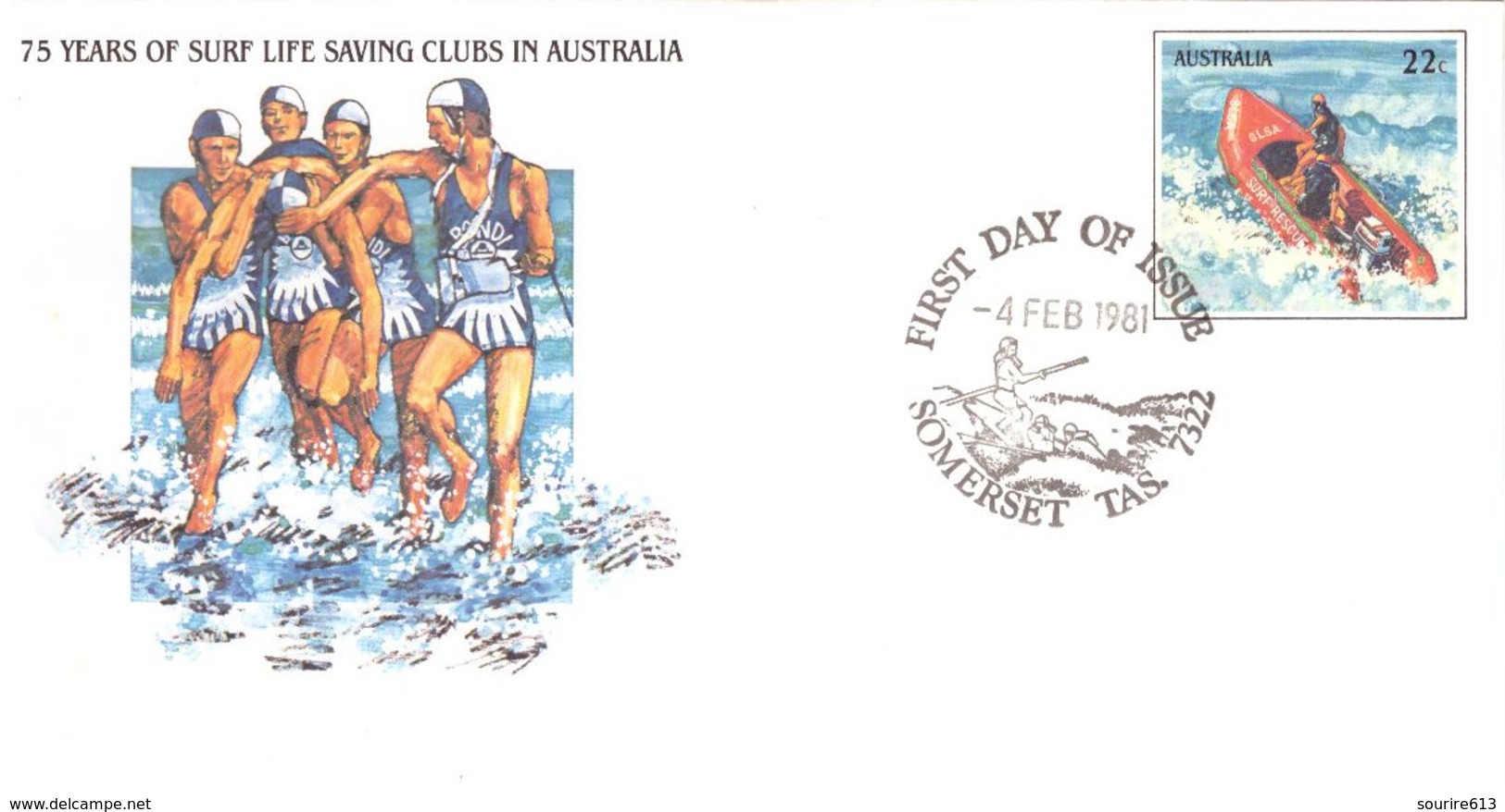 PAP Australie 1981 Sauvetage En Mer Canot 75 Years Of Surf Life Saving Clubs Maître-nageur - Erste Hilfe