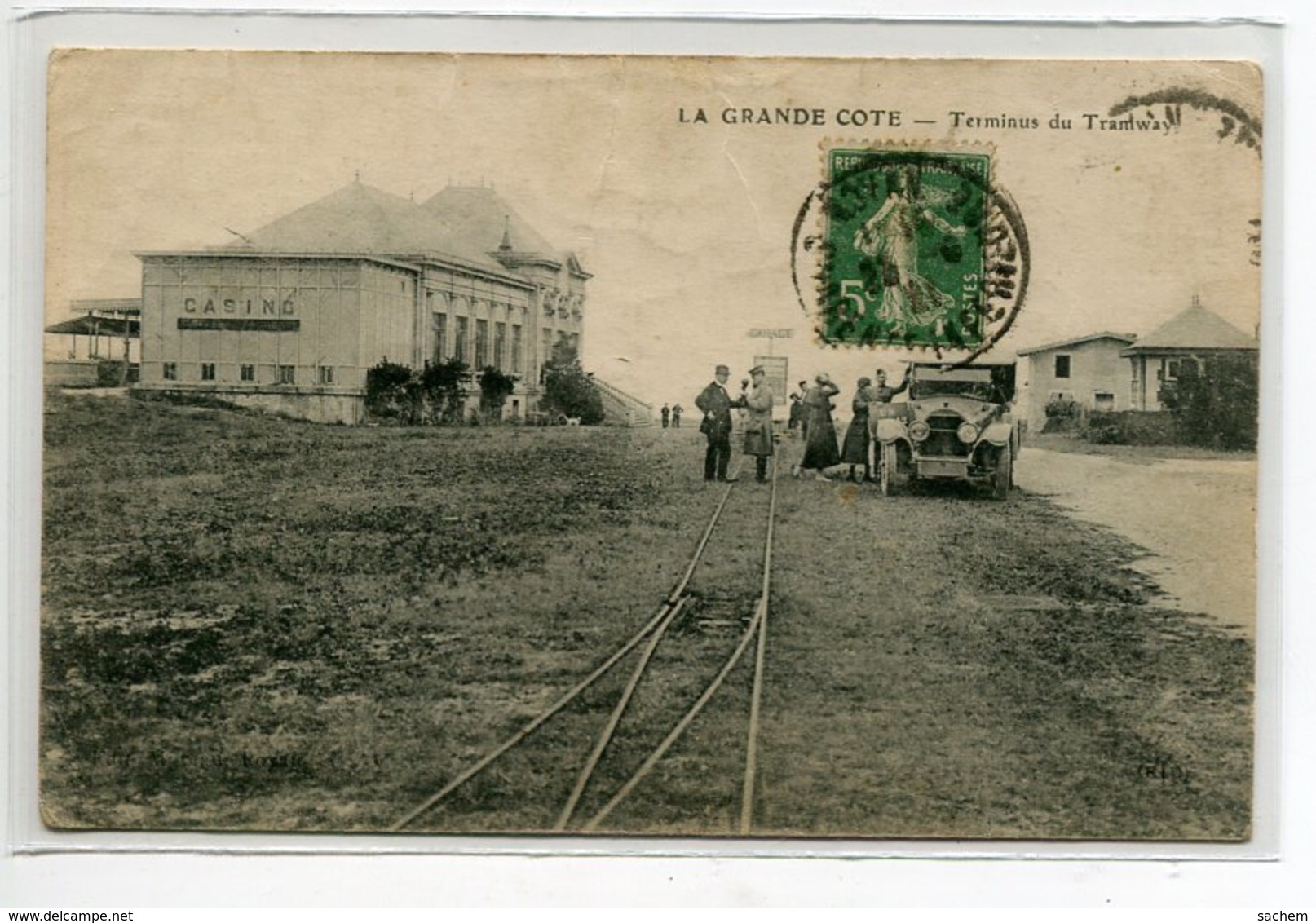 17 LA GRANDE COTE Le Terminus Du Tramway Animation Automobile Le Casino  1921 Timbrée    D01 2020 - Altri & Non Classificati