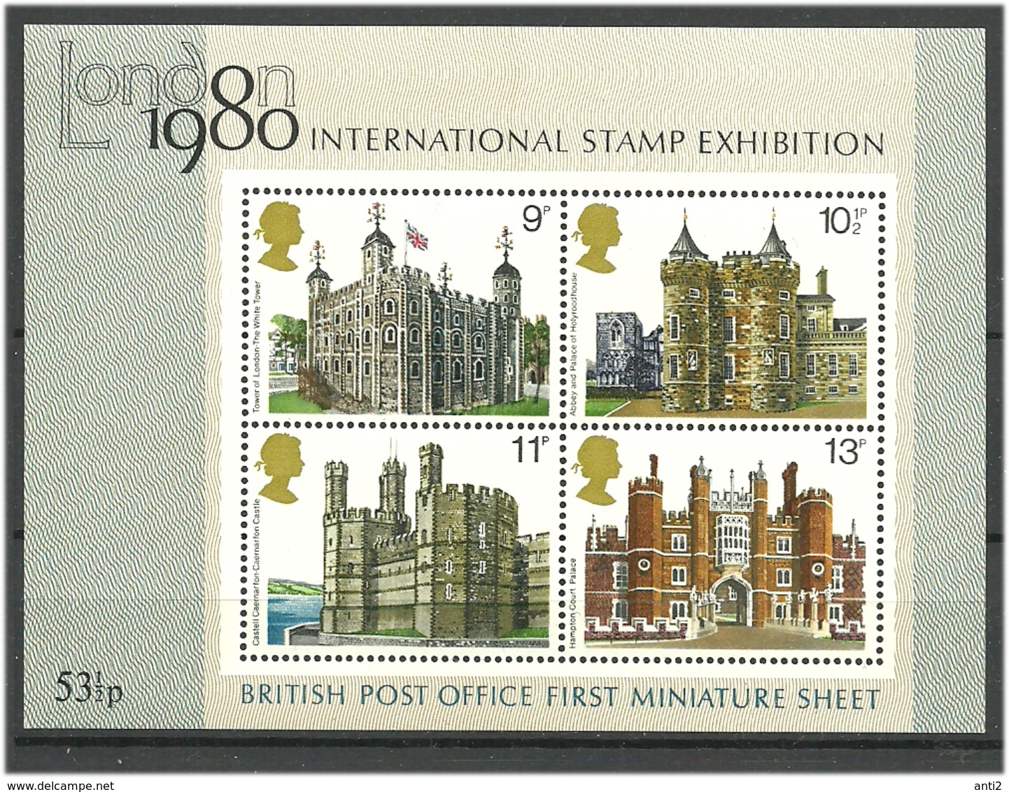 Great Britain 1978 Stamp Exhibition London '80, Architecture, Mi Bloc 1, MNH(**) - Ohne Zuordnung