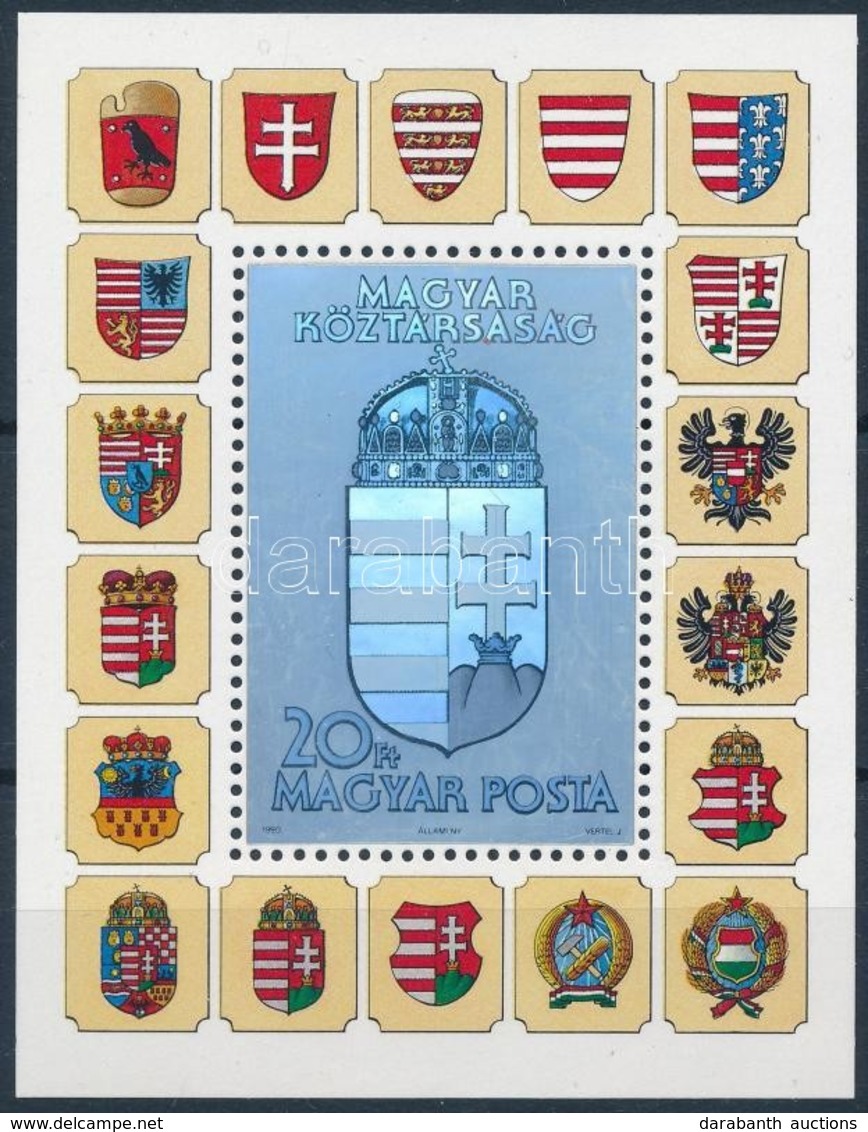 ** 1991 Hologramos Címer Blokk Fekete Sorszámmal (50.000) / Mi. Block 218 With Black Number On The Backside - Sonstige & Ohne Zuordnung