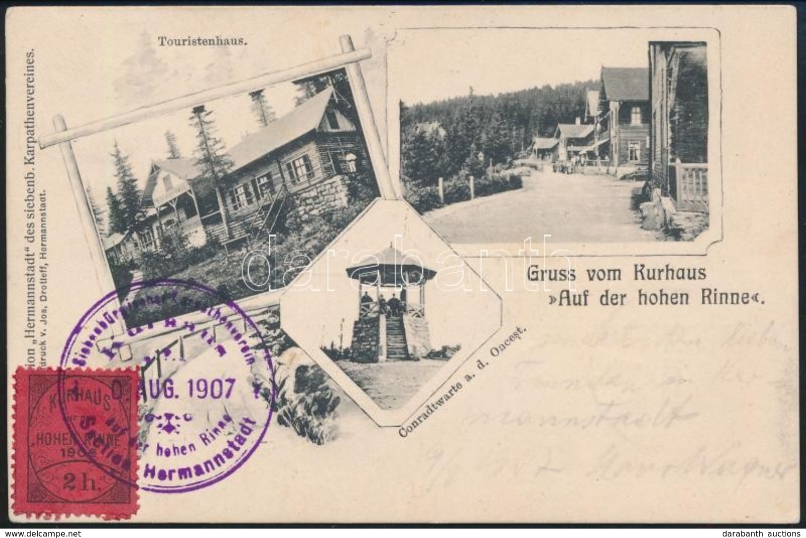 1907 Hohne-Rinne Hotelposta Képeslap, 5f+2H Bélyeggel Bérmentesítve, érkeztetve.R! - Other & Unclassified