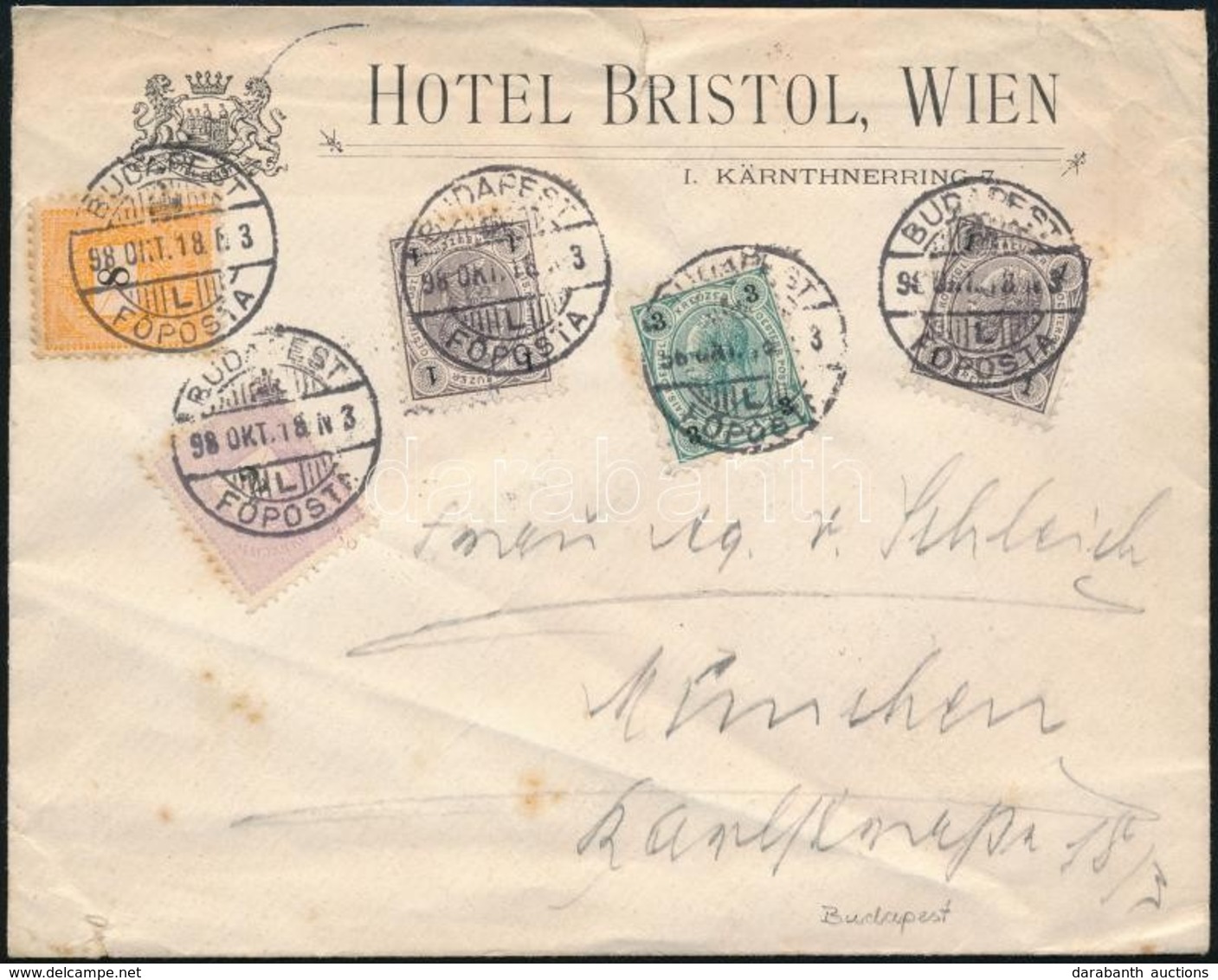 1898 Levél Vegyes Magyar és Osztrák Bérmentesítéssel, Hotel Bristol - Otros & Sin Clasificación