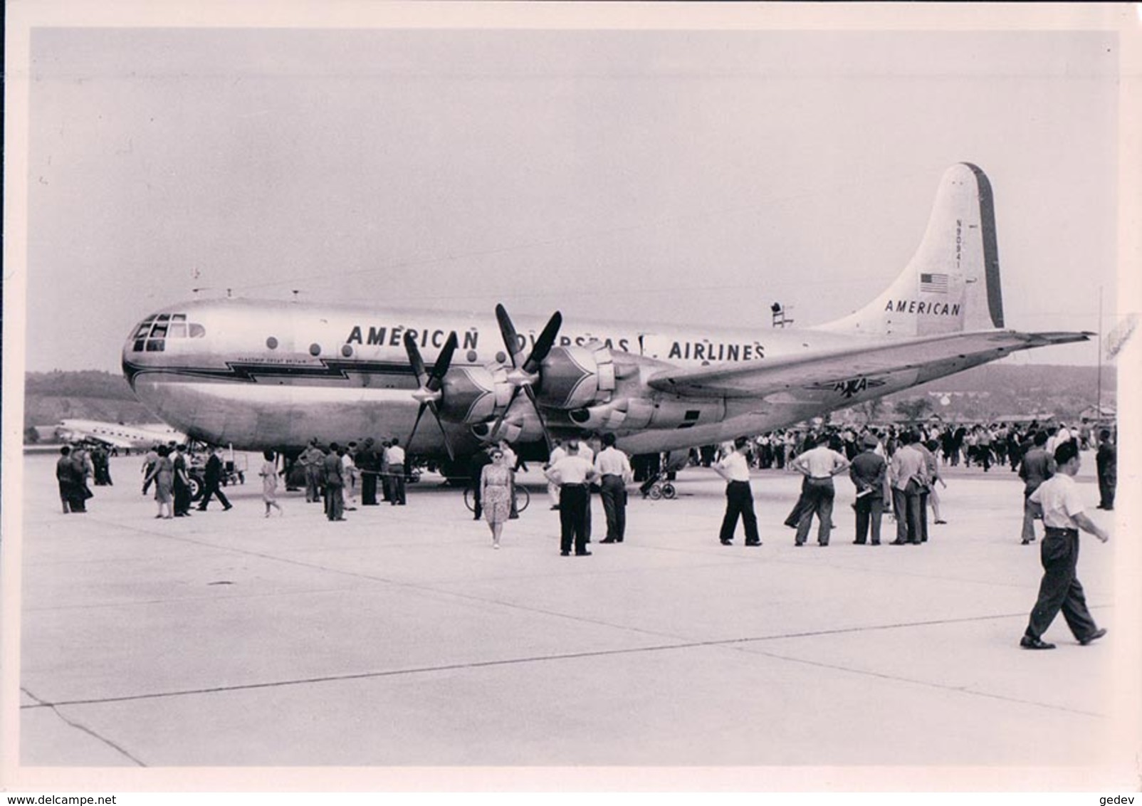 Aviation, Boeing Stratocruiser, American Overseas Airlines à Zürich (5200) 10x15 - 1946-....: Ere Moderne