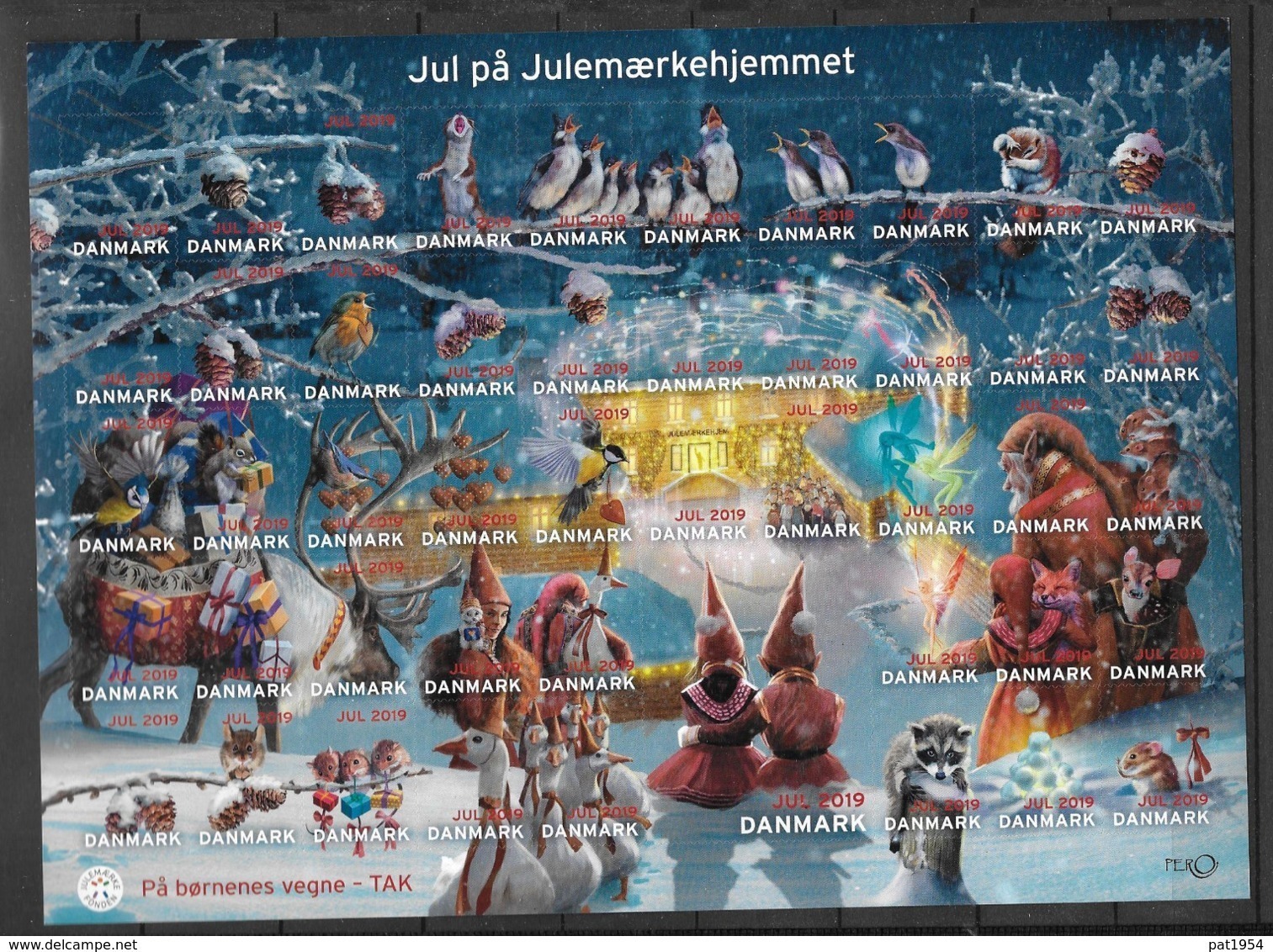 Feuille De Vignettes De Noël Du Danemark 2019 Adhésives - Variétés Et Curiosités