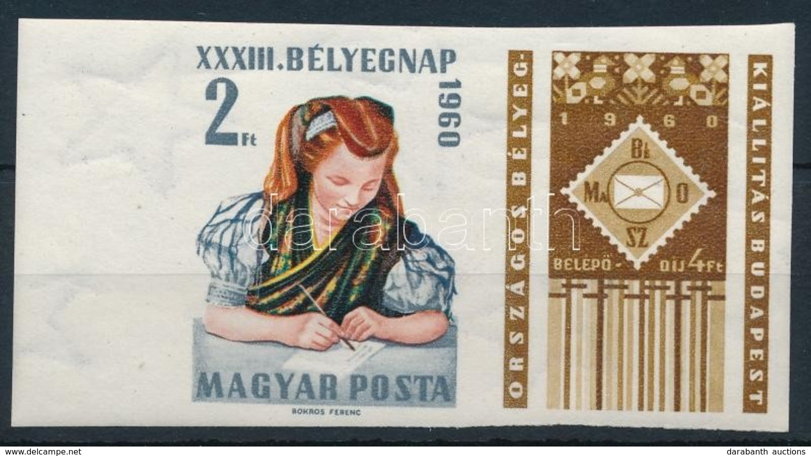 * 1960 Bélyegnap ívszéli Vágott Pár (4.000) - Otros & Sin Clasificación