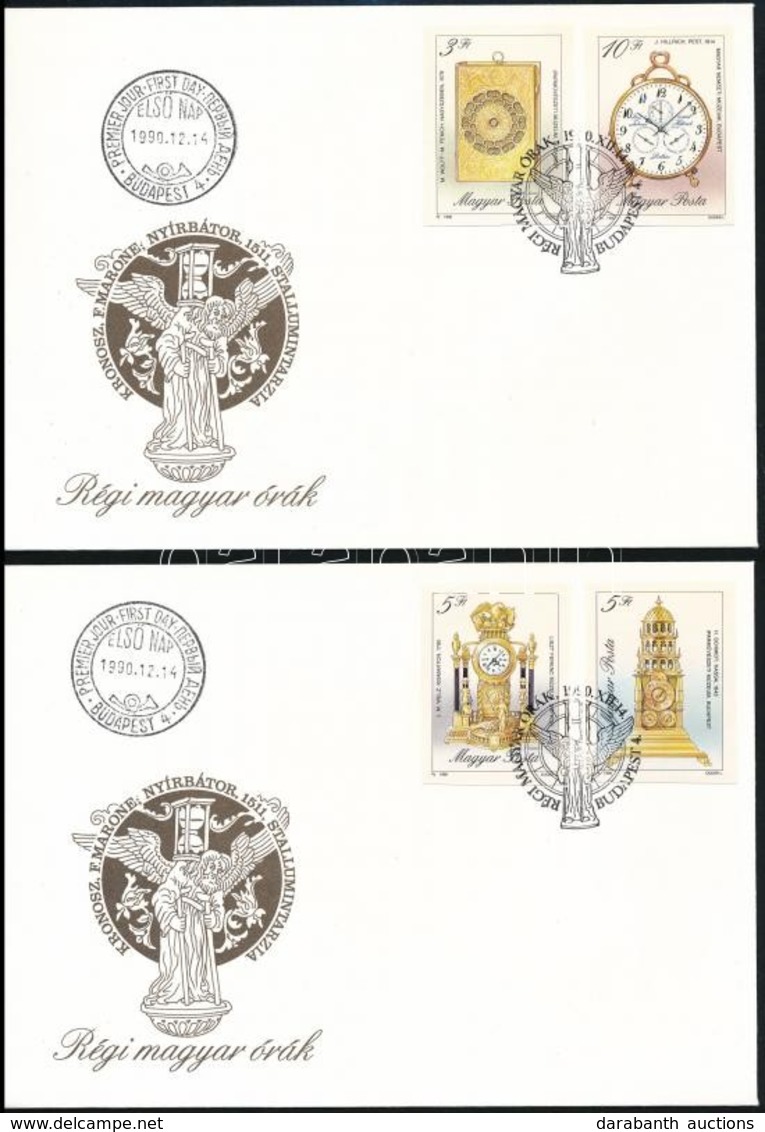 1990 Régi Magyar órák Vágott Sor 2 Db FDC-n (4.500) - Otros & Sin Clasificación