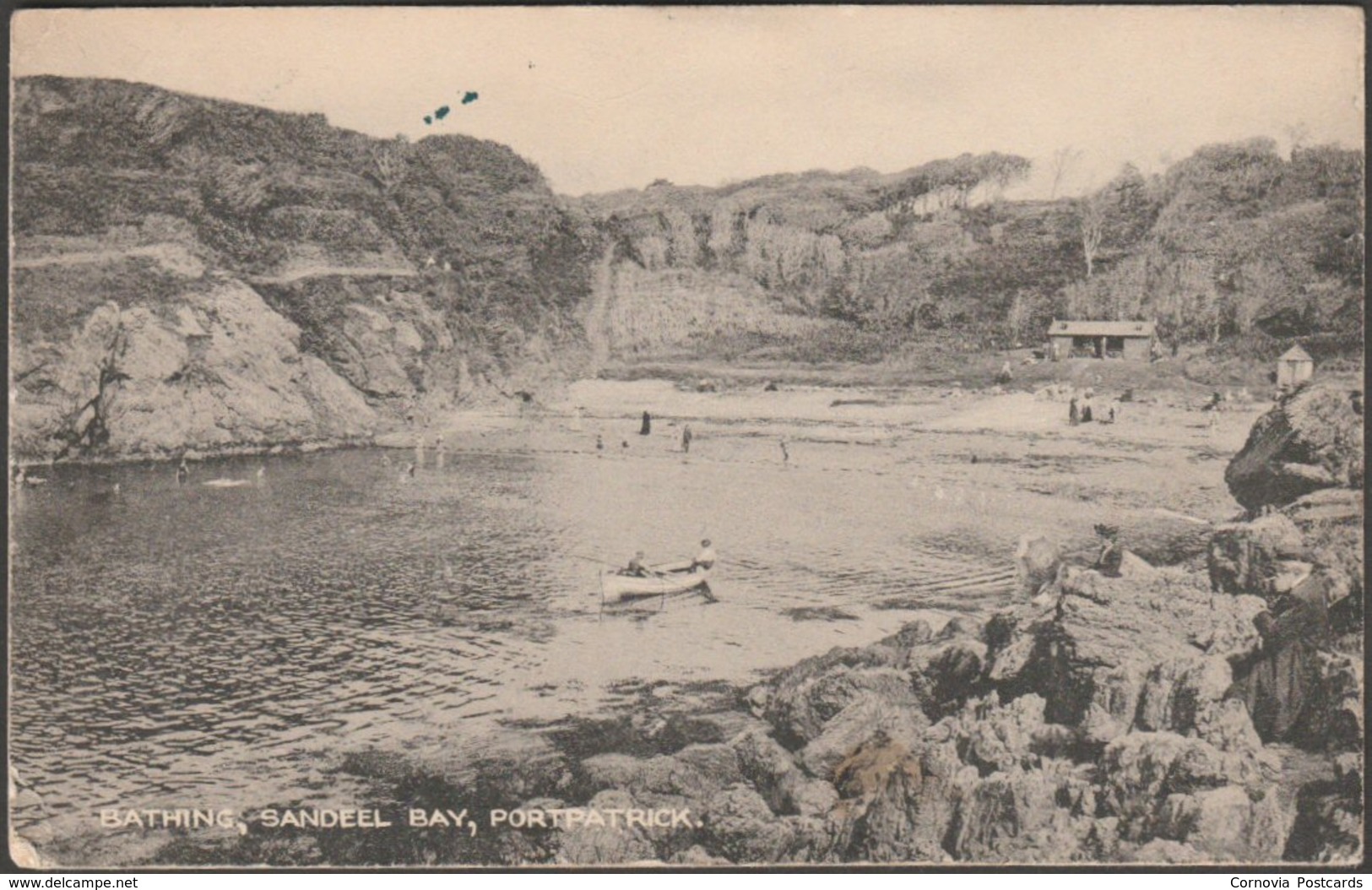 Bathing, Sandeel Bay, Portpatrick, Wigtownshire, 1927 - Brownlie Postcard - Wigtownshire