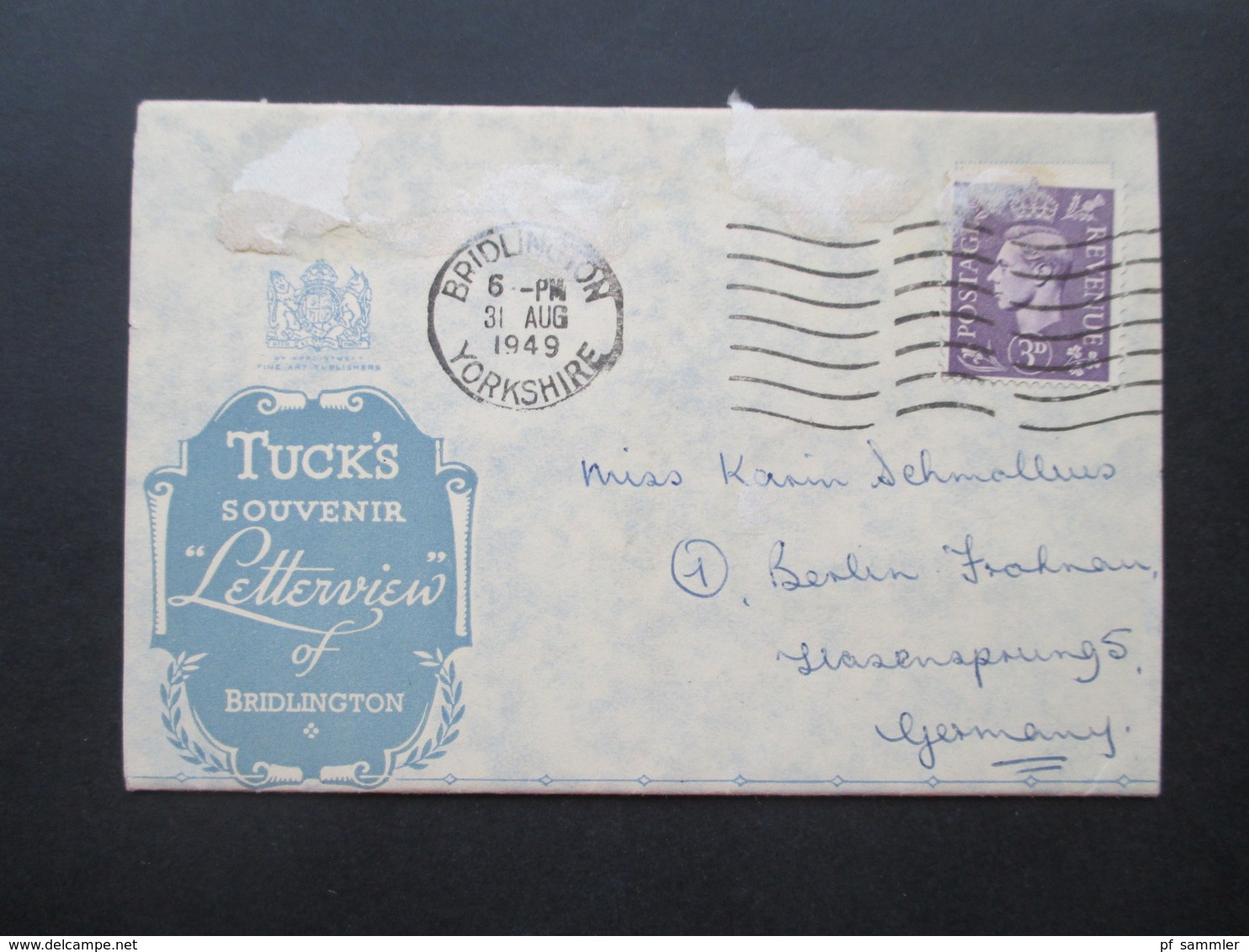 GB 1949 Tuck's Souvenir Letterview Of Bridlington Yorkshire Nach Berlin Gesndet! Leporello Mit Kleinen Bildern - Lettres & Documents