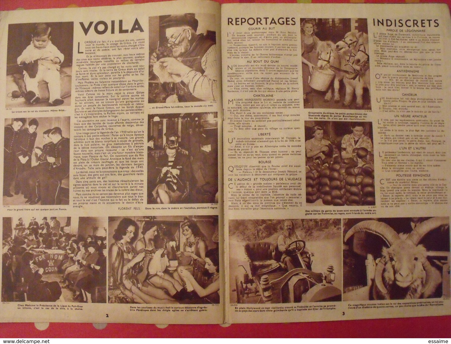 6 n° de VOILA. l'hebdomadaire du reportage. 1940. philippines madagascar lido chine bourreau palmyre maoris