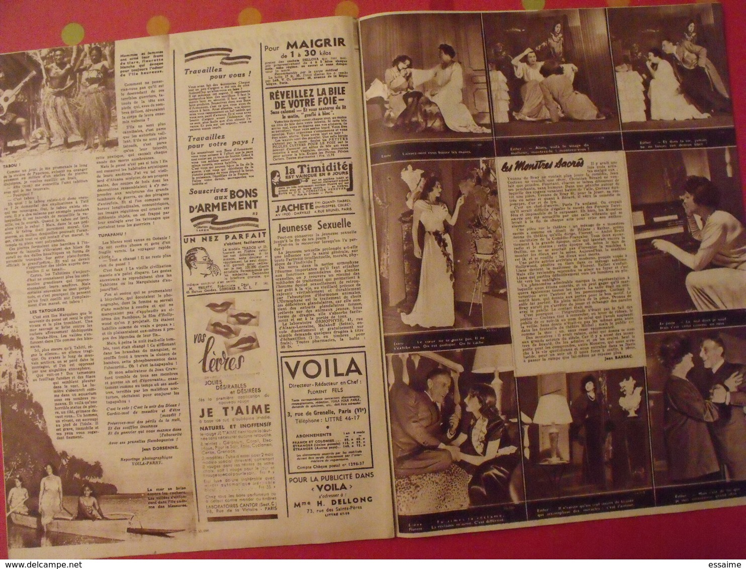 6 n° de VOILA. l'hebdomadaire du reportage. 1940. philippines madagascar lido chine bourreau palmyre maoris