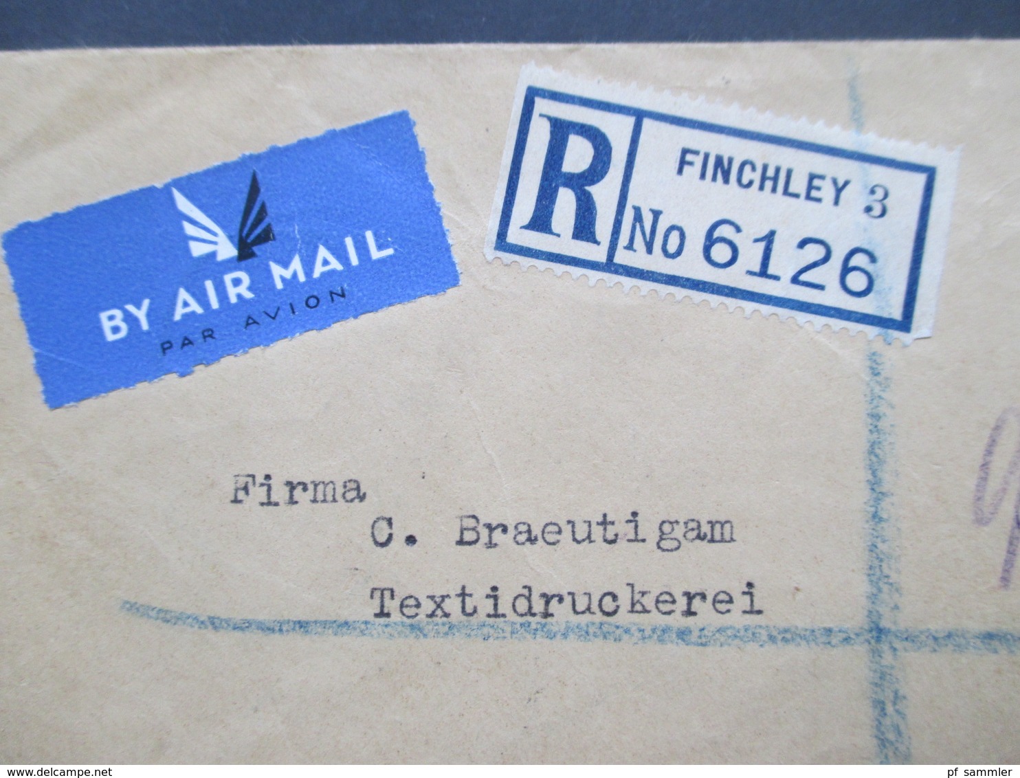 GB 1937 Georg V Nr. 180 / 181 MiF Violetter Registered Stempel Einschreiben Finchley 3 Nach Plauen Rücks. 5 Stempel - Briefe U. Dokumente