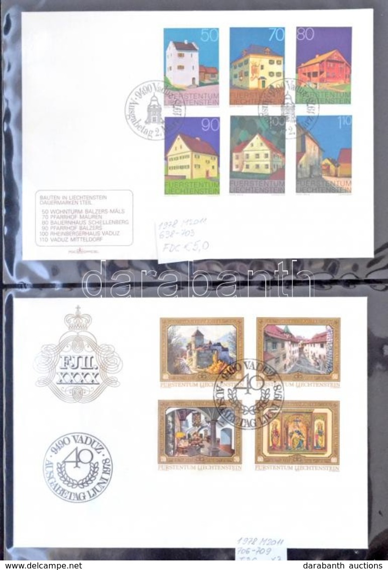 Liechtenstein FDC, Alkalmi Bélyegzés, Emléklap Gyűjtemény Levélberakóban (csak Az FDC Mi EUR 255.-) - Other & Unclassified