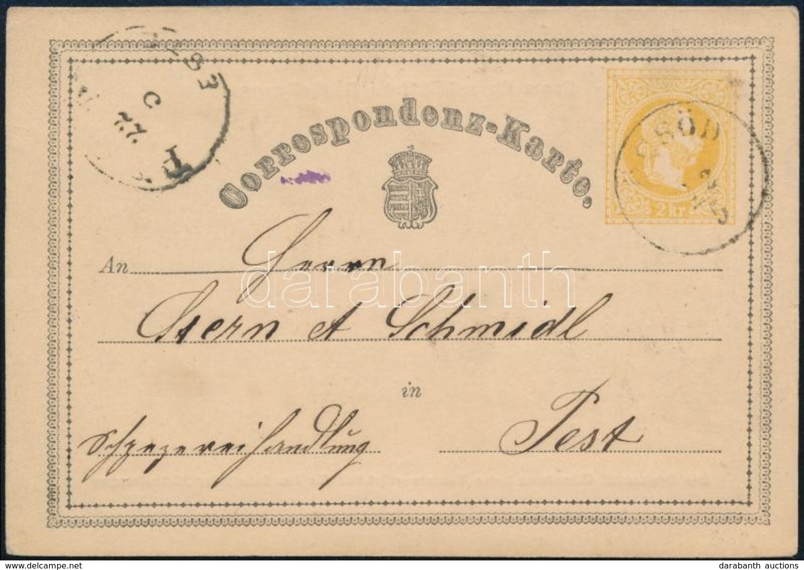 1871 Díjjegyes Levelezőlap / PS-card 'ÖCSÖD' - Pest - Otros & Sin Clasificación