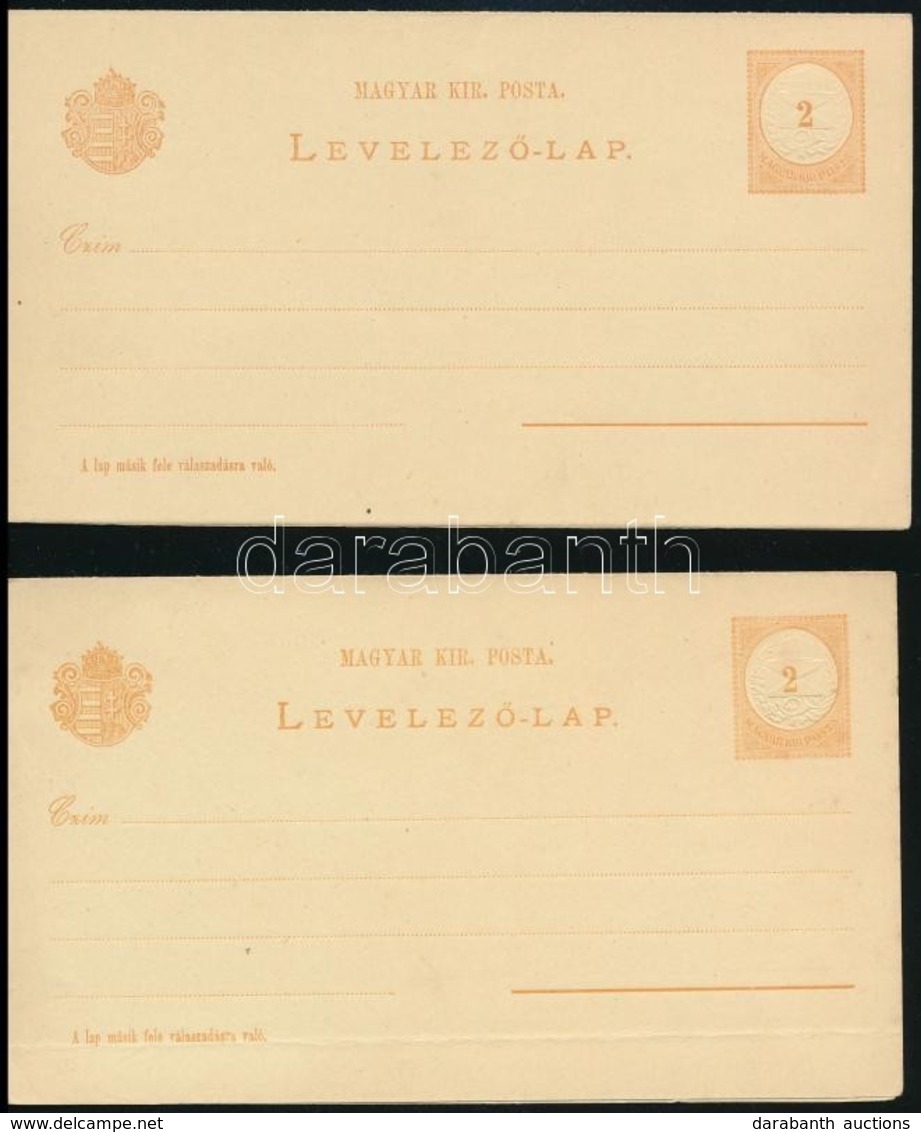 1880 2 Db Használatlan Válaszos Levelezőlap IV. Vízjellel (4.000) - Otros & Sin Clasificación