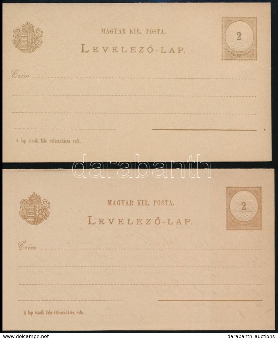 1882 2 Db Használatlan Válaszos Levelezőlap Vízjel Nélkül, 145 * 85 Mm (4.000) - Sonstige & Ohne Zuordnung