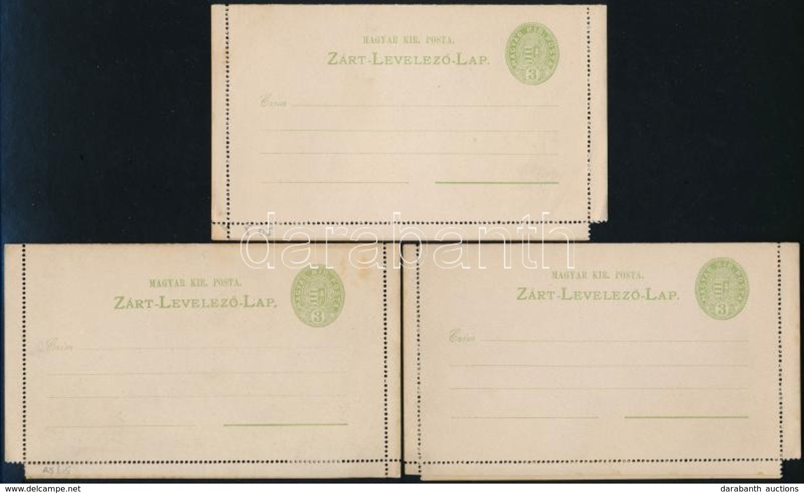 1896 6 Db 3kr Zárt Levelezőlap Szürke Papíron, Sérült és Hiányzó Lapszélekkel - Otros & Sin Clasificación