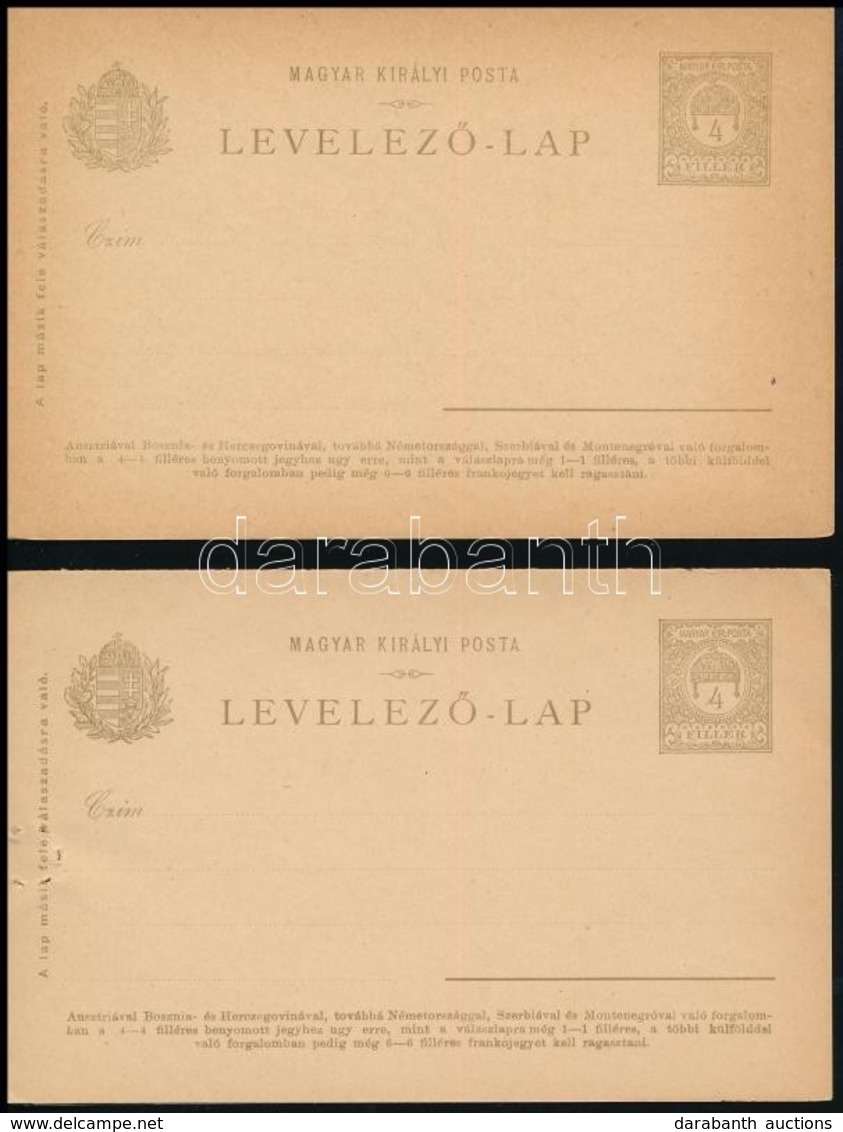 1900 2 Db Használatlan 4f + 4f Díjjegyes Válaszos Levelezőlap (az Egyik Sérült) - Otros & Sin Clasificación