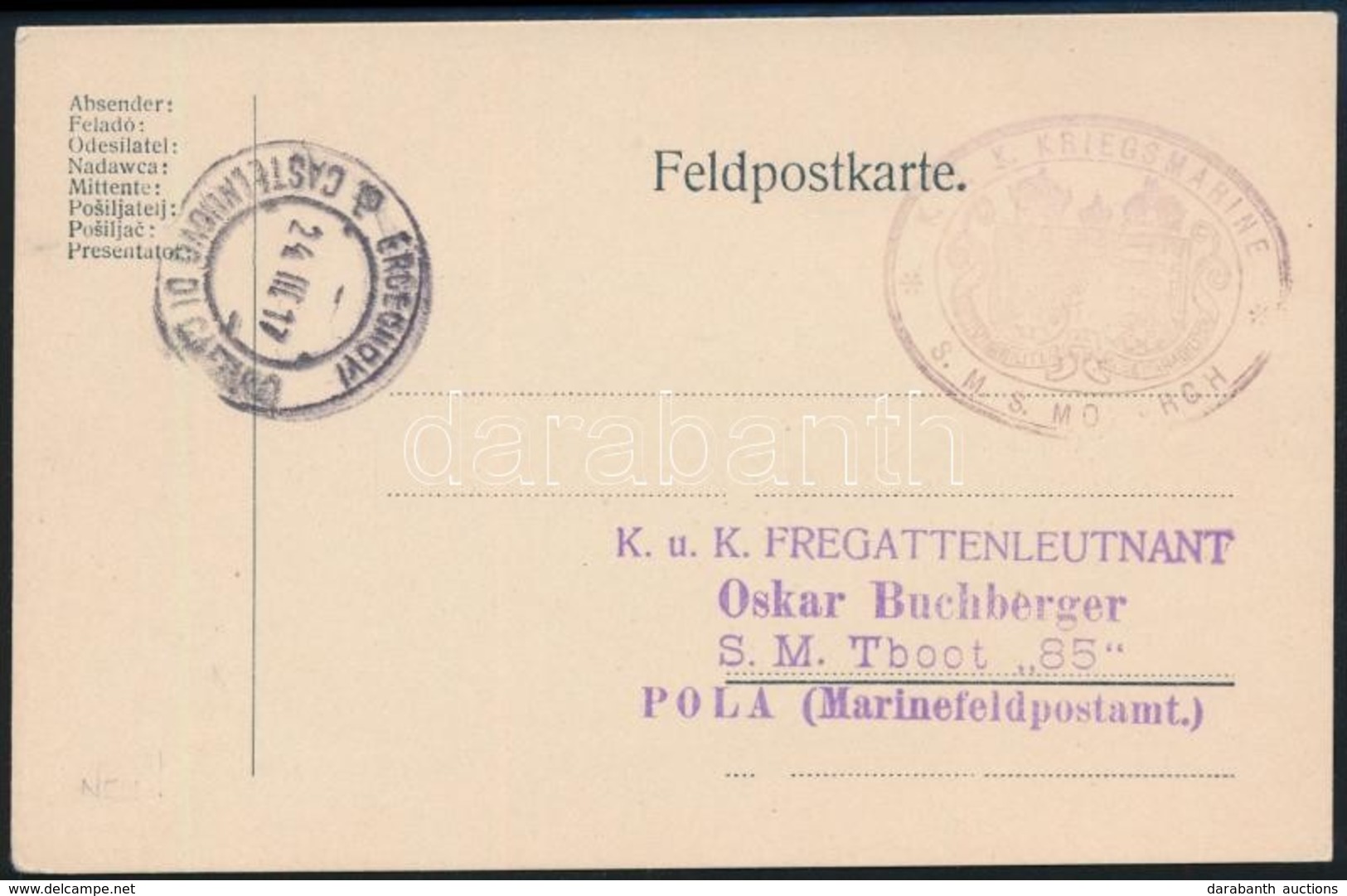 1917 Tábori Lap / Field Postcard 'K.u.K.  KRIEGSMARINE S.M.S. MONARCH' - Other & Unclassified