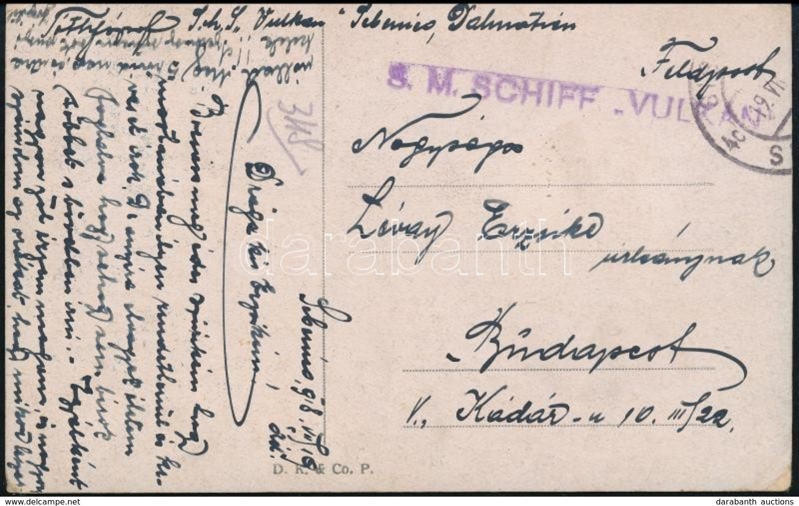 1918 Tábori Képeslap Hajópostával 'S.M.S. VULKÁN' - Otros & Sin Clasificación