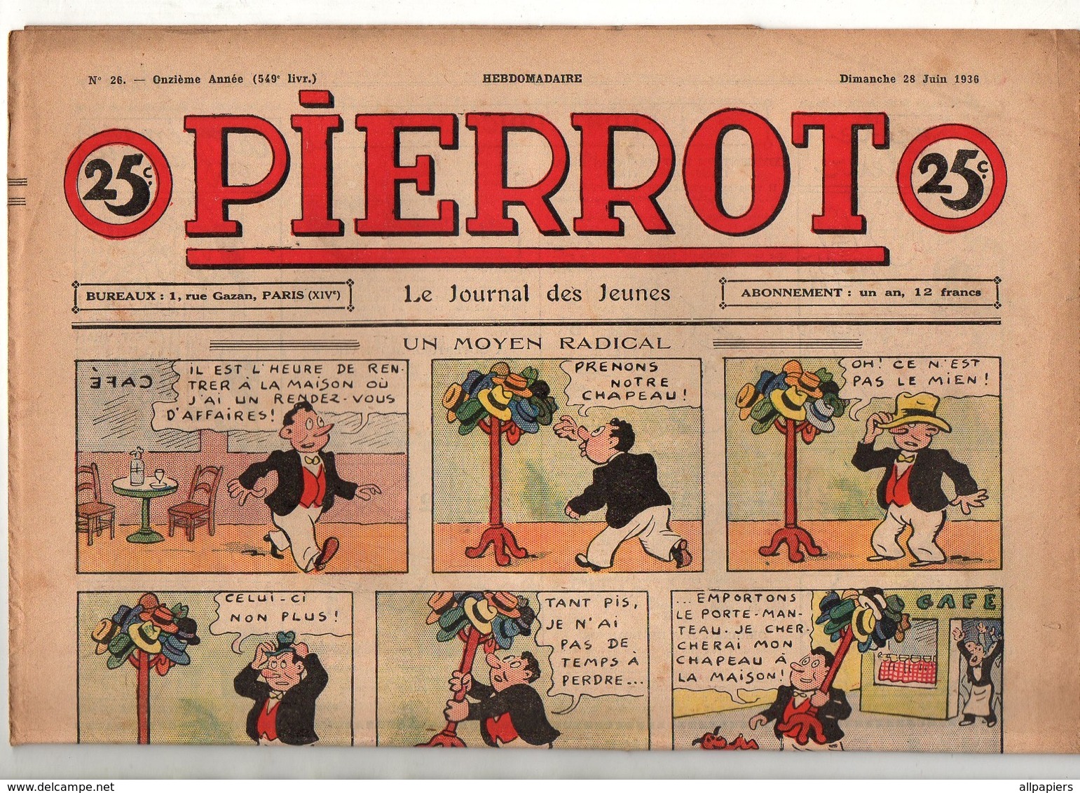 Pierrot N°26 Un Moyen Radical - Les Aventures De Pitche - Pierrot Bricoleur Original Jeu De Dominos De 1936 - Pierrot