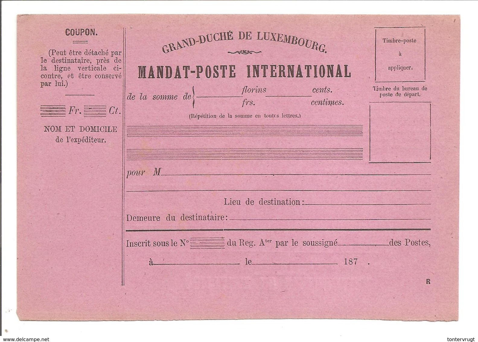 MANDAT-POSTE INTERNATIONAL R - Stamped Stationery