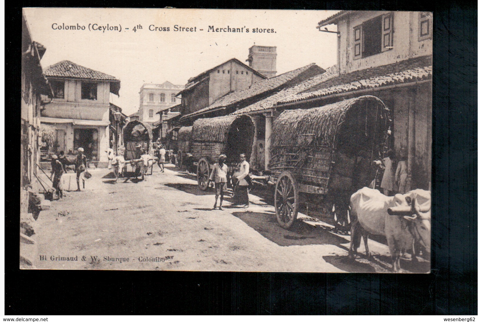 CEYLON Colombo - 4th Cross Street - Merchant's Stores 1911 Old Postcard - Sri Lanka (Ceylon)