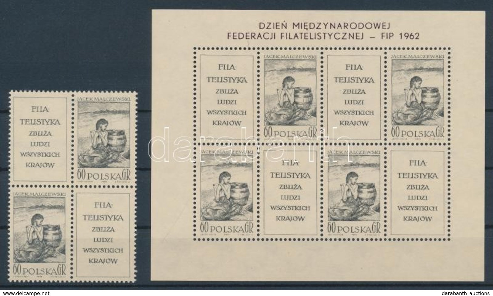 ** 1962 A FIP Napja, Festmény Sor Kisív Mi 1337 + Szelvényes Pár - Otros & Sin Clasificación