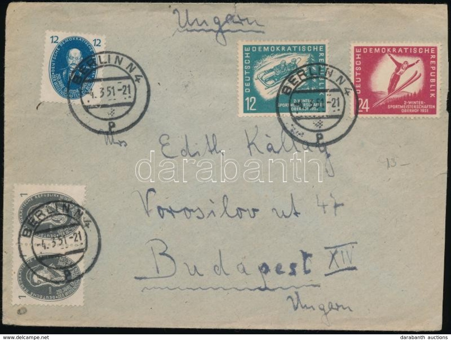 1951 Téli Sport Bélyegek Levélen / Wintersport Stamp On Cover To Bucarest - Otros & Sin Clasificación