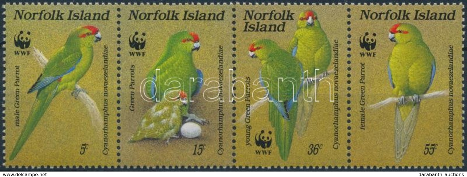 ** 1987 WWF: Papagájok Négyescsík Mi 421-424 + 4 Db FDC - Otros & Sin Clasificación