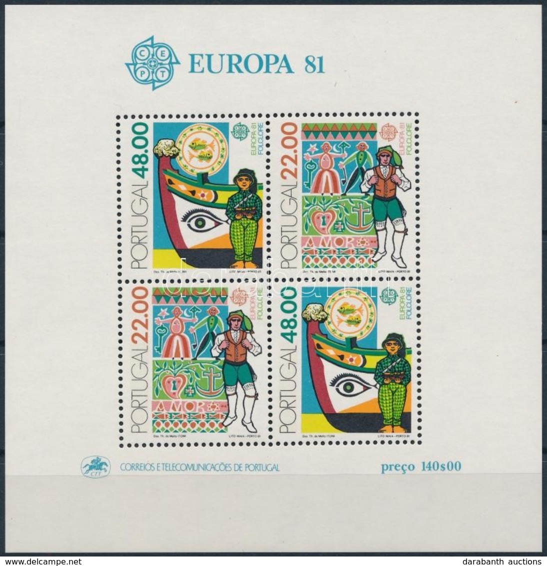 ** 1981 Europa CEPT Folklór Blokk,
Europa CEPT Folklore Block
Mi 32 - Otros & Sin Clasificación