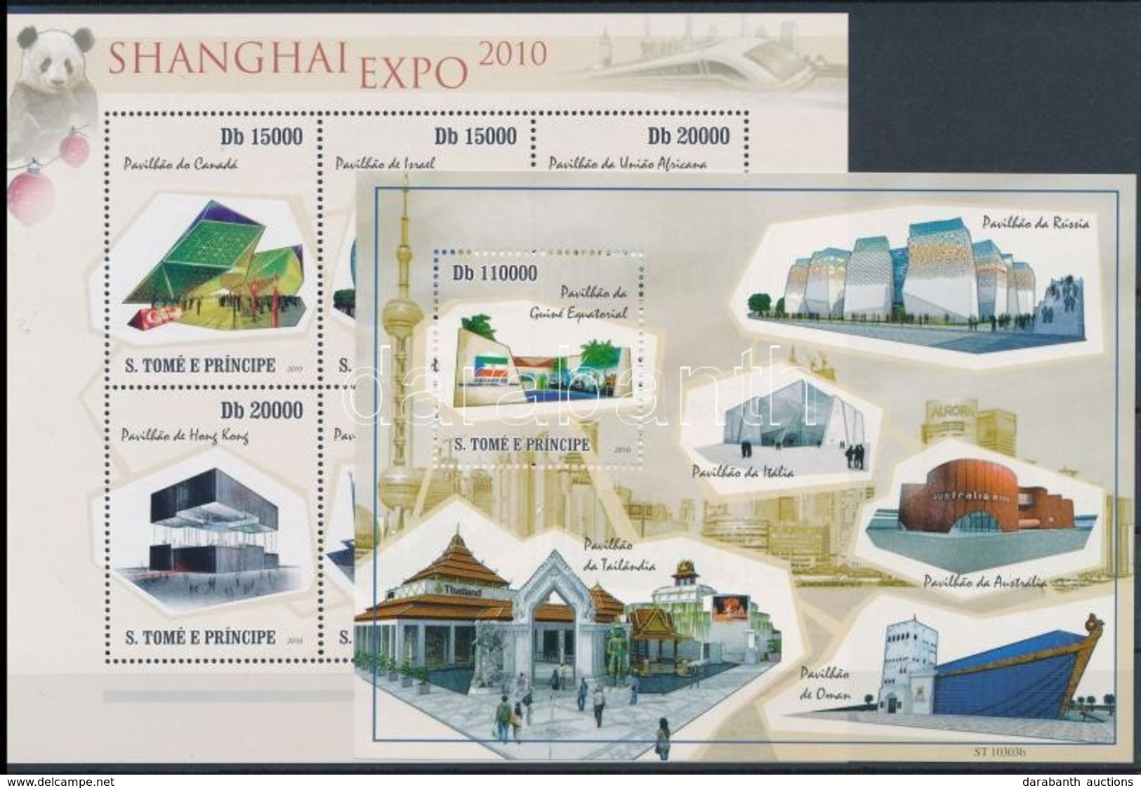 ** 2010 Shanghai EXPO Kiállítási Pavilonok Kisív Mi 4522-4527 + Blokk Mi 777 - Otros & Sin Clasificación